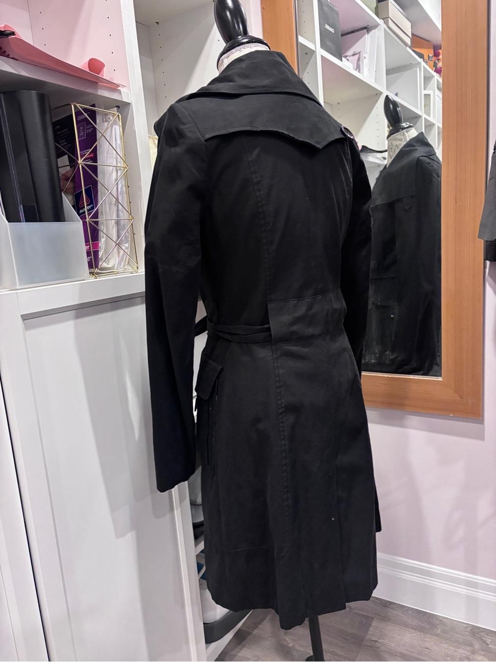 BEDO Femme Black Trench Coat | Size Small | Quiet Luxury | Classic 0615 - Picture 4 of 9